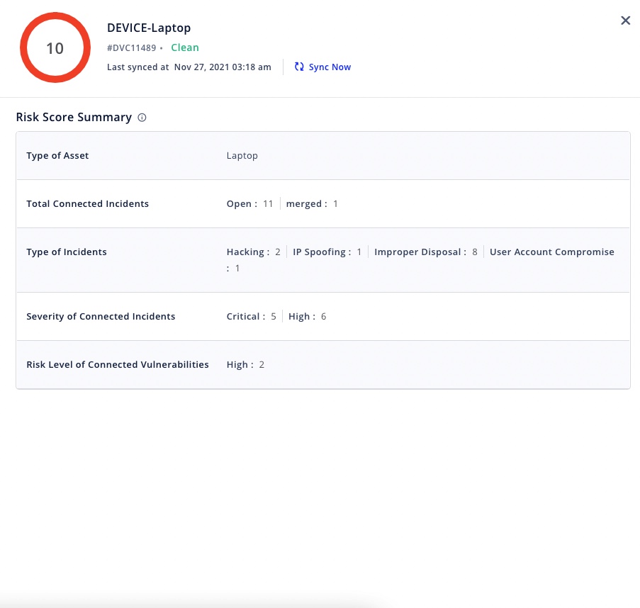 Device Risk Score Details